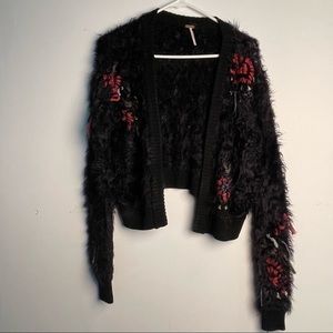 Free People Rose Embroidered Cardigan